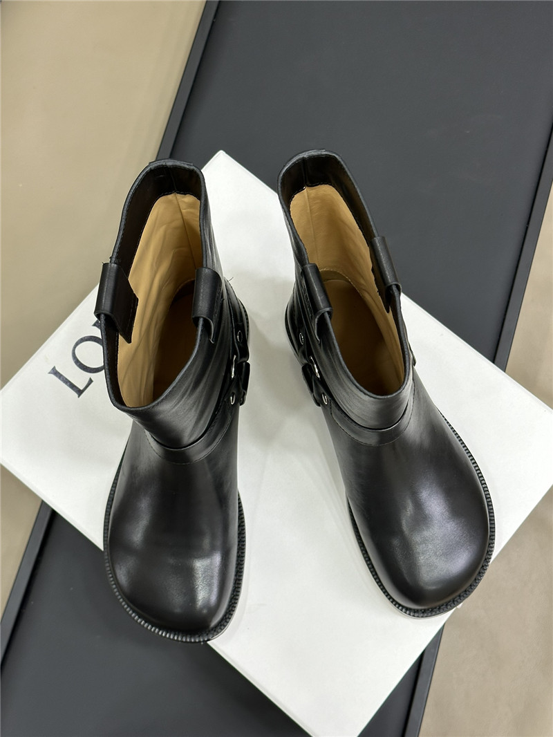 L0ew* campo biker boots in black calfskin