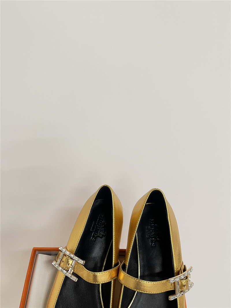 H**me5 jane ballet flats in gold goatskin