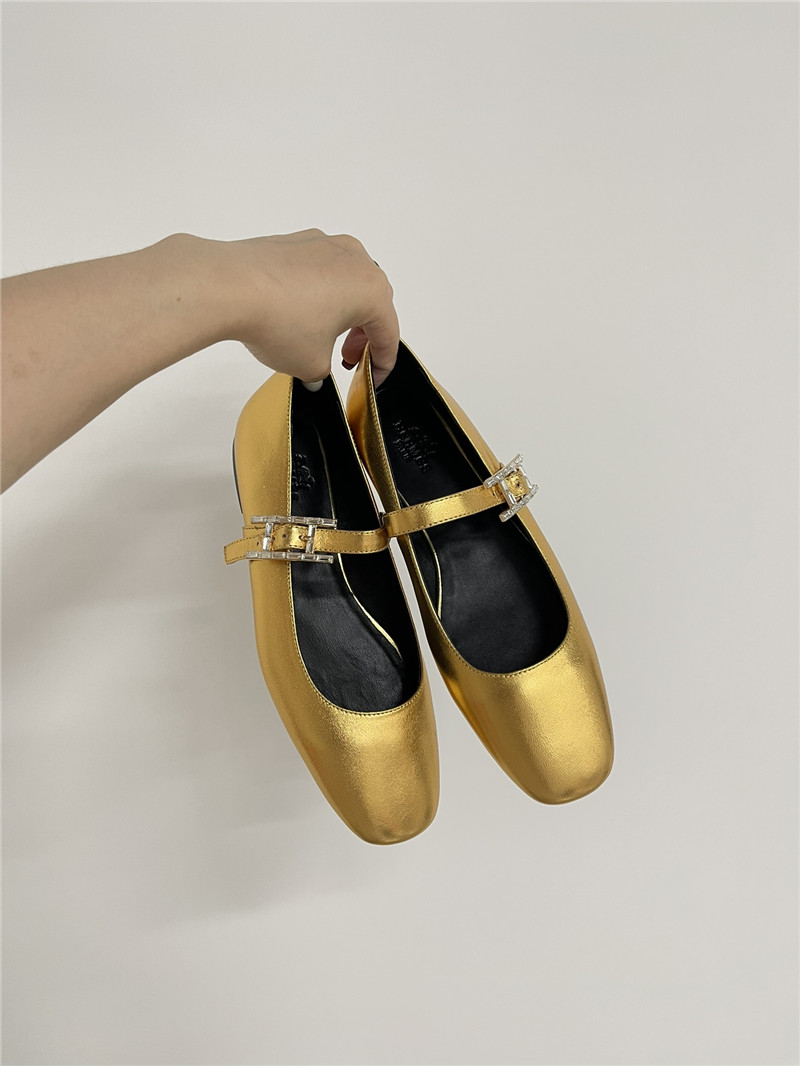 H**me5 jane ballet flats in gold goatskin
