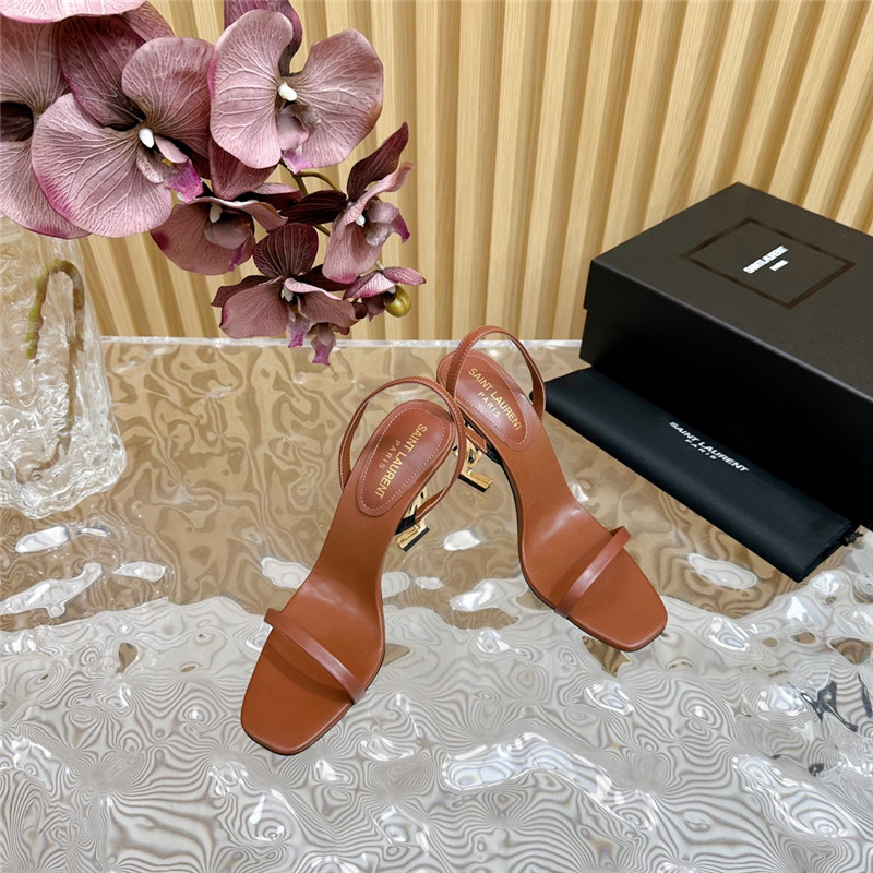 Sa1nt Lau*nt opyum slingback sandals caramel glazed leather