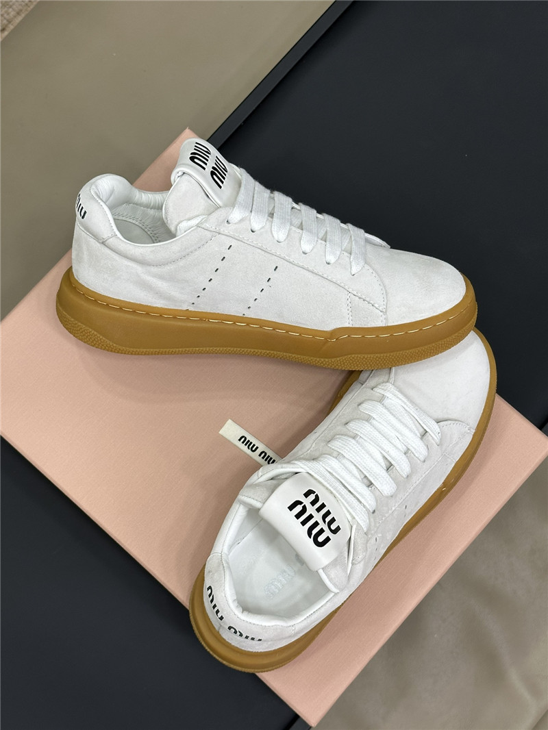 Miu Miu White Laced Low-Top Sneakers