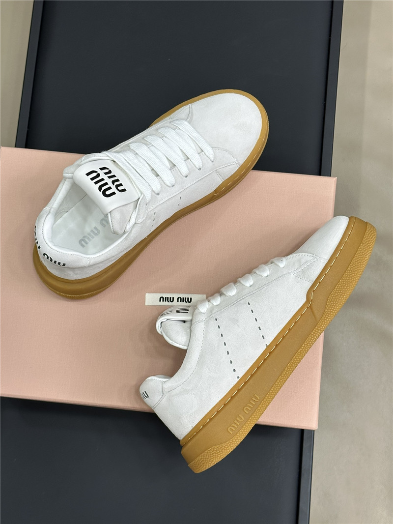 Miu Miu White Laced Low-Top Sneakers