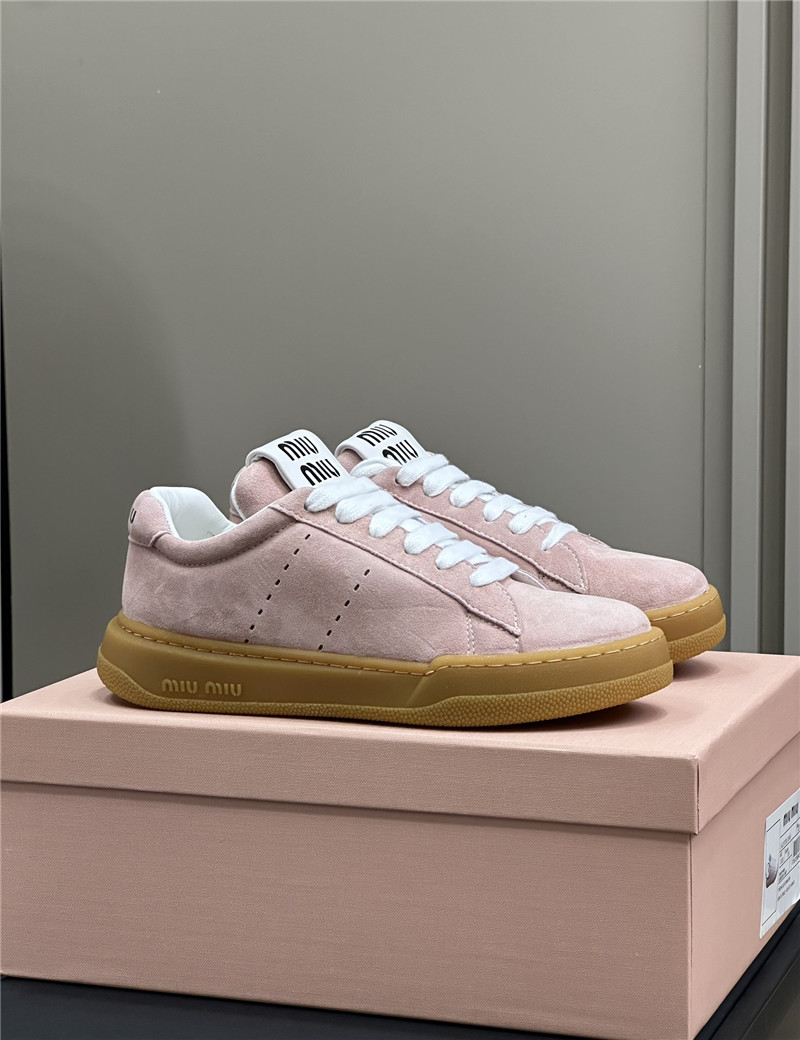 Miu Miu Pink Laced Low-Top Sneakers