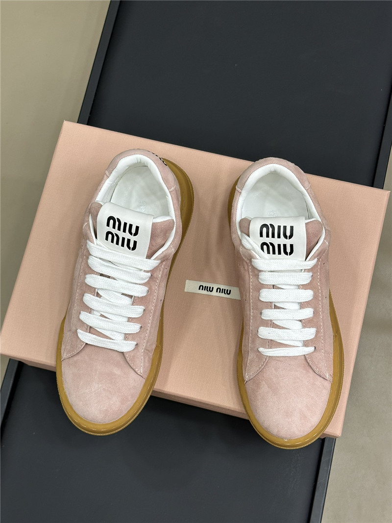 Miu Miu Pink Laced Low-Top Sneakers