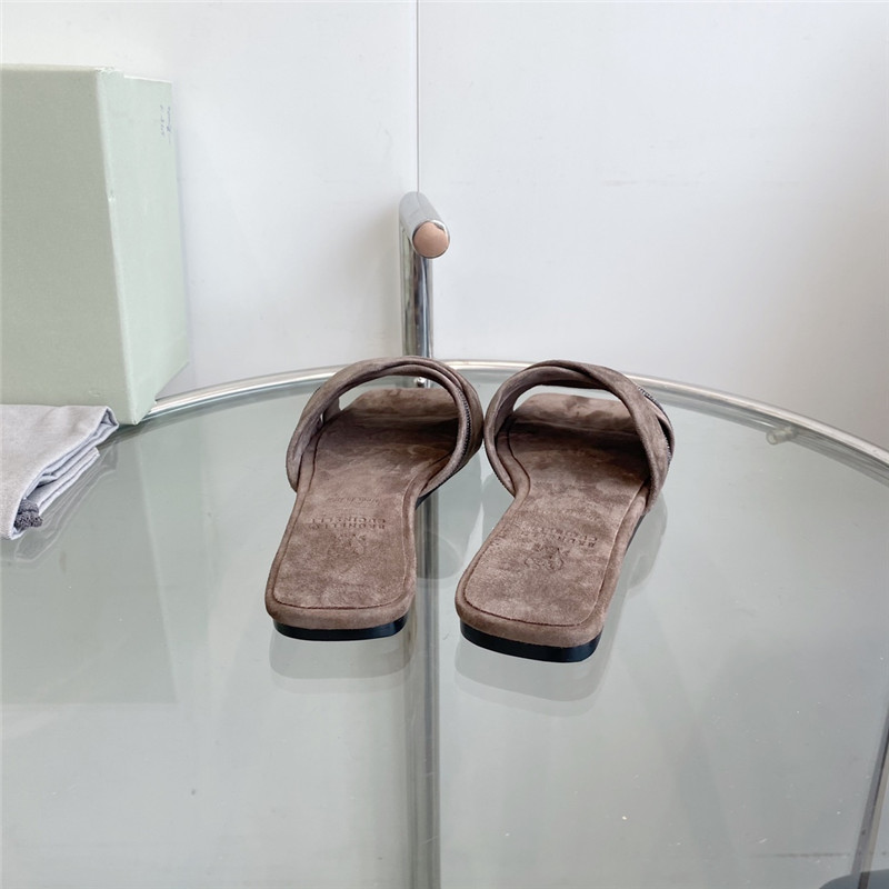 Brunello Cucinelli Beaded Crisscross Slides Brown Suede