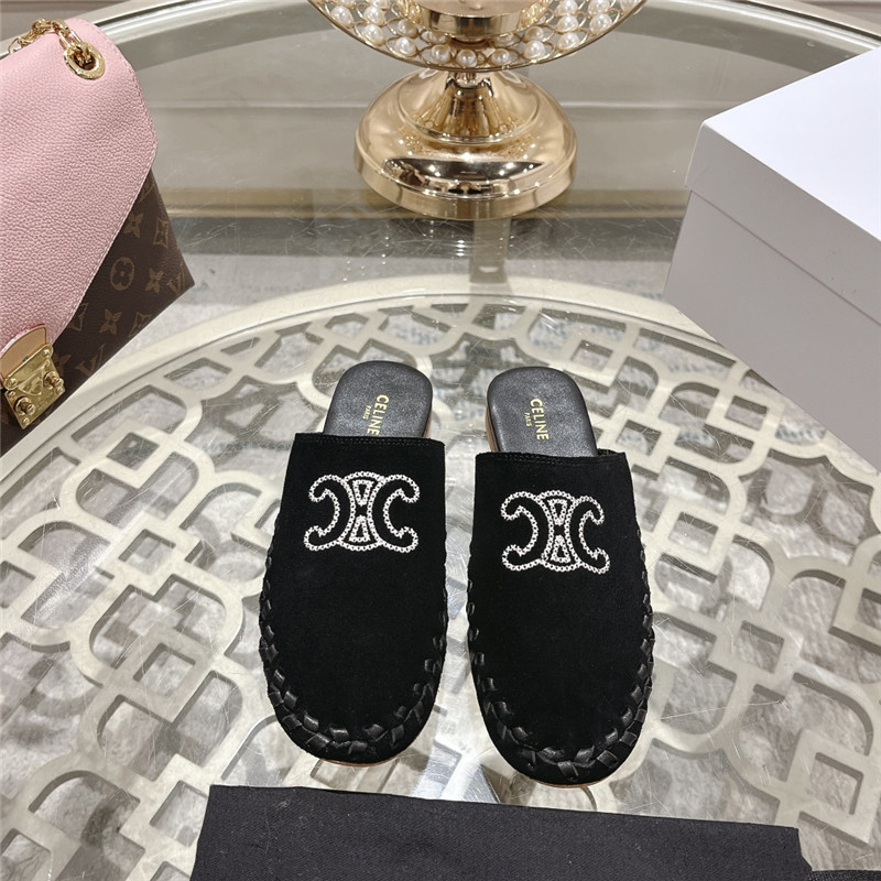 Ce1i*e marlou triomphe mule black suede calfskin