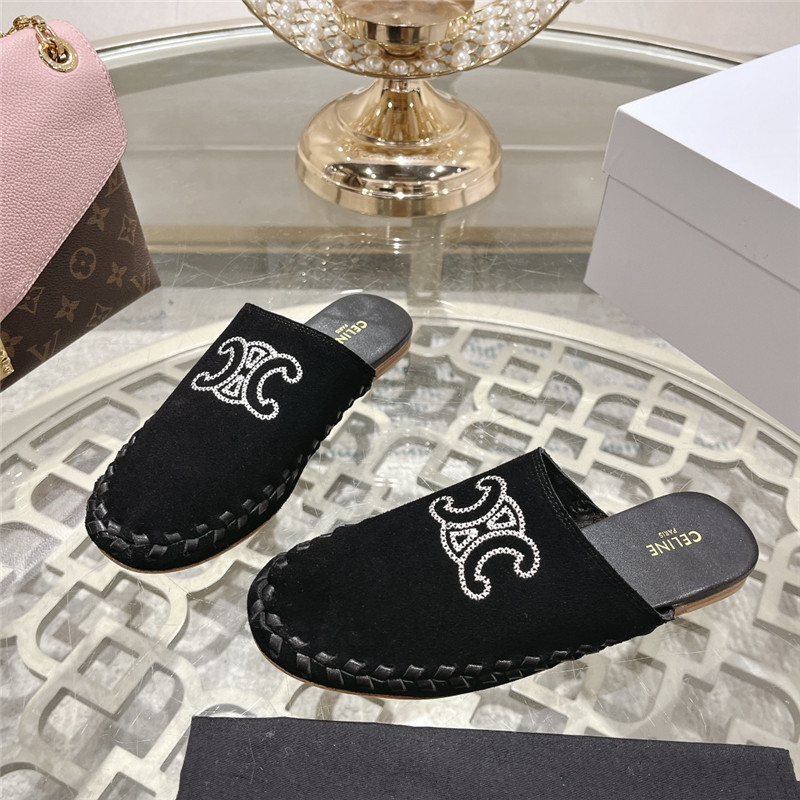 Ce1i*e marlou triomphe mule black suede calfskin