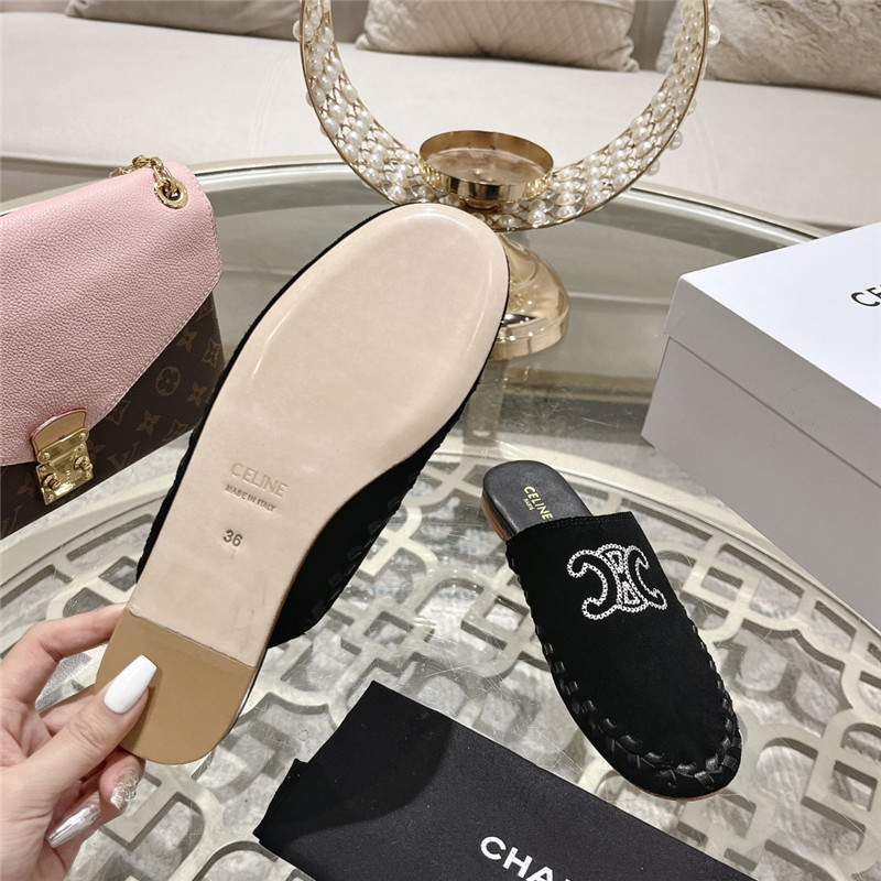 Ce1i*e marlou triomphe mule black suede calfskin