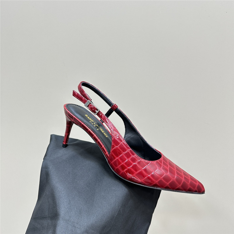 Sa1nt Lau*nt vendome slingback pumps in burgundy croco leather