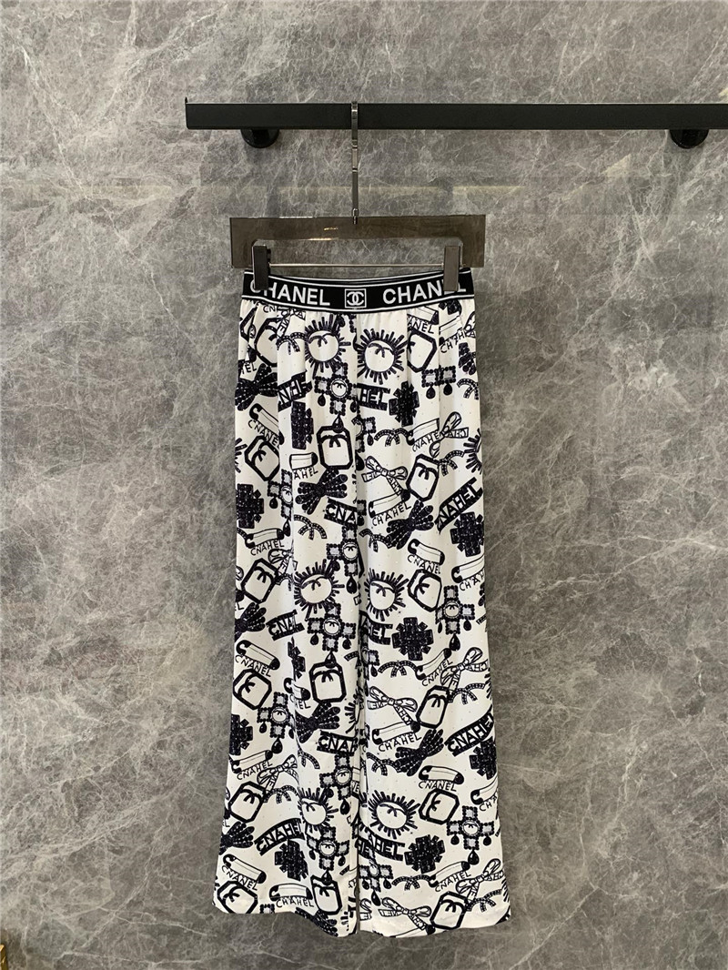Ch**el elastic waist wide-leg pants replicas clothes