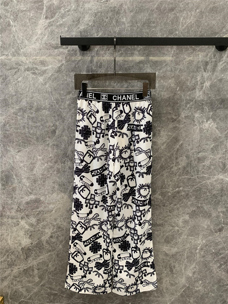 Ch**el elastic waist wide-leg pants replicas clothes