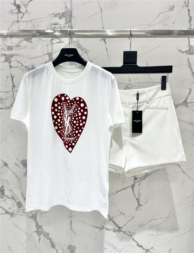 Y51 heart flocked cotton short sleeves replica d&g clothing