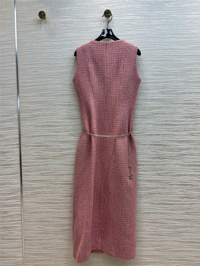 Ch**el v-neck tweed sleeveless vest dress replica clothes