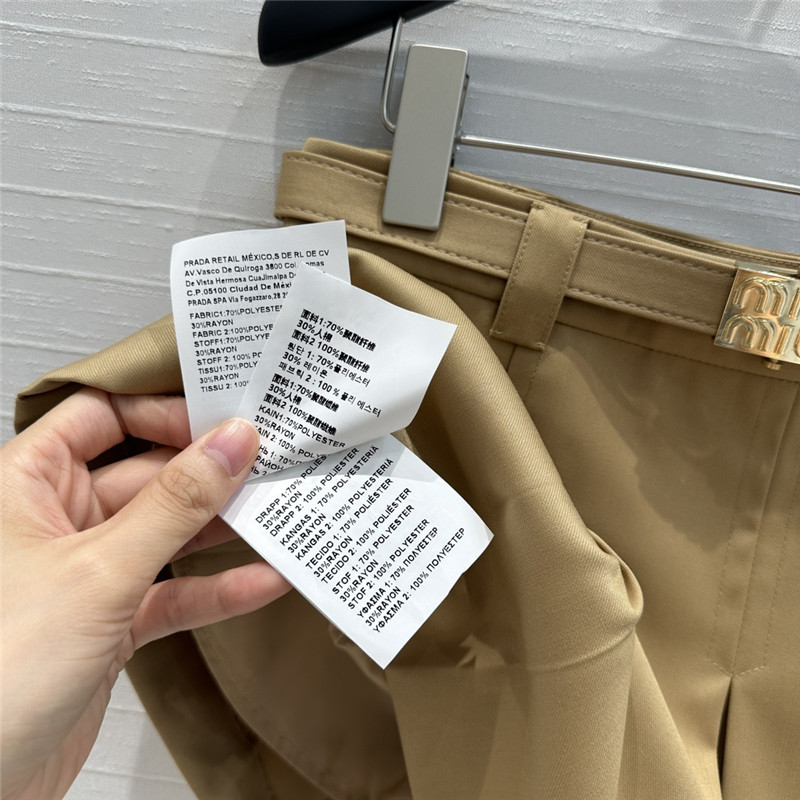 M1um1u khaki ultra-short pleated skirt replica clothing sites