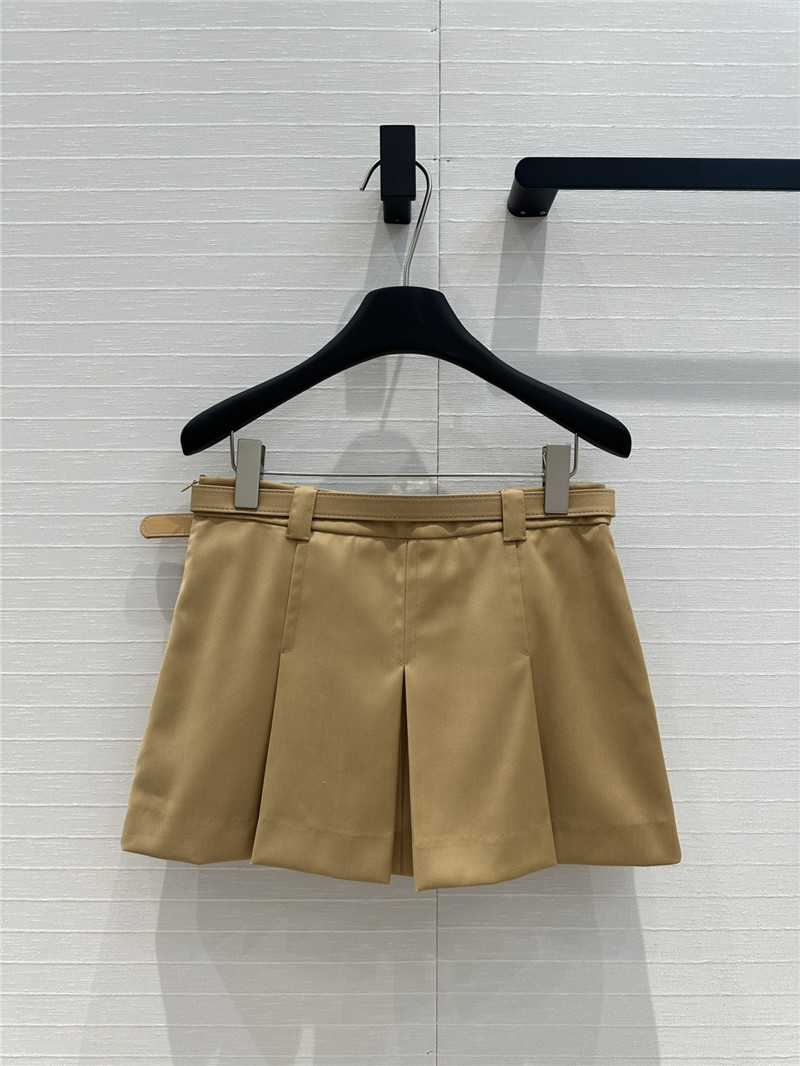 M1um1u khaki ultra-short pleated skirt replica clothing sites