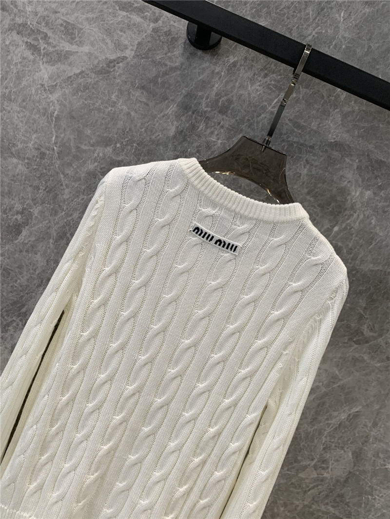 M1um1u round neck knitted cardigan replica clothes