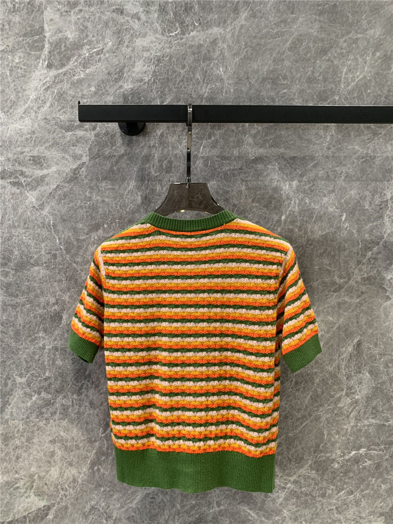 Ch**el striped open-chested short-sleeved top replica clothing