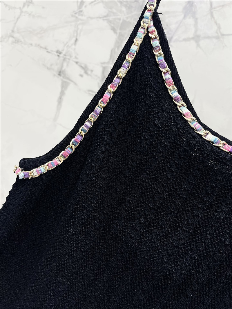 Ch**el double c color chain knitted camisole replica clothes