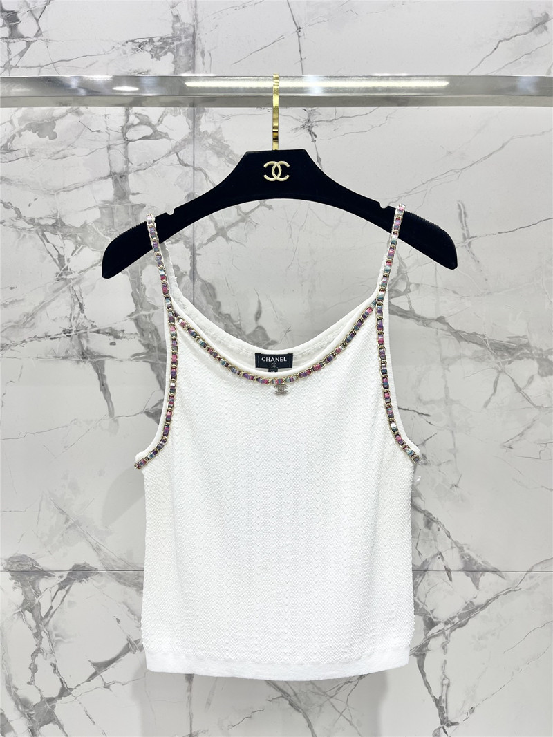 Ch**el double c color chain knitted camisole replica clothes