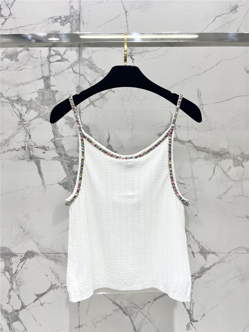 Ch**el double c color chain knitted camisole replica clothes