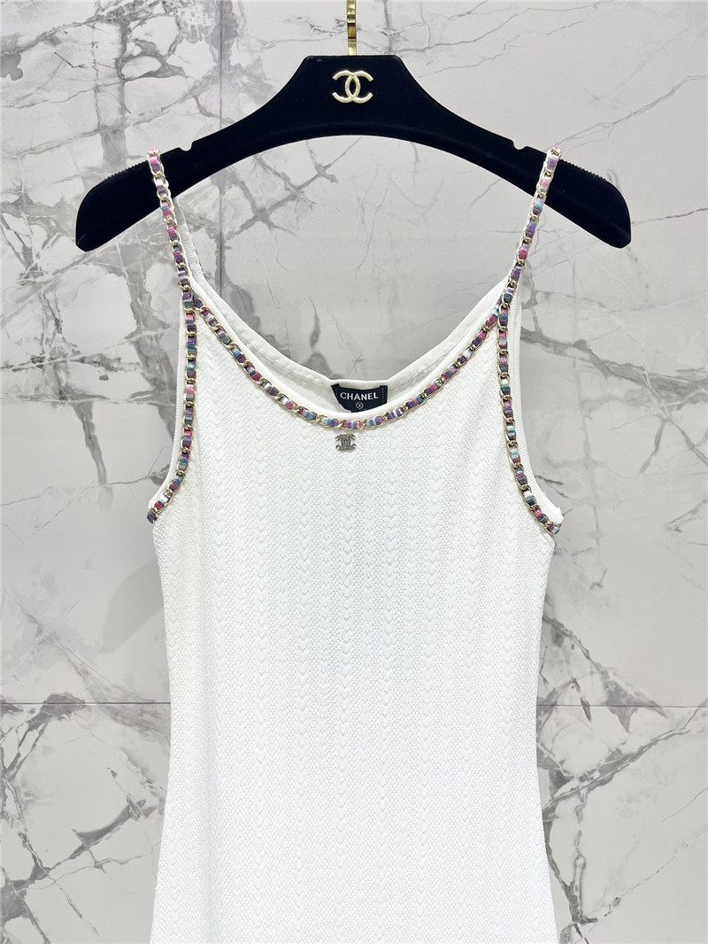 Ch**el double c color chain knitted camisole dress replica clothing