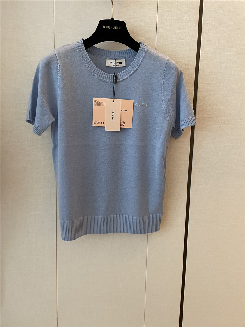 M1um1u logo short-sleeved sweater replica d&g clothing