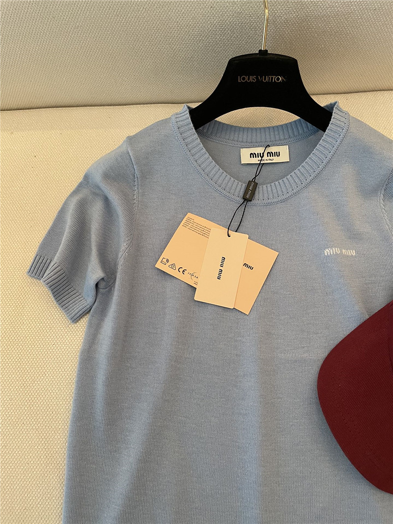 M1um1u logo short-sleeved sweater replica d&g clothing