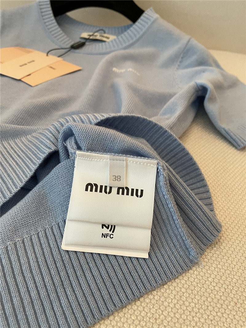 M1um1u logo short-sleeved sweater replica d&g clothing