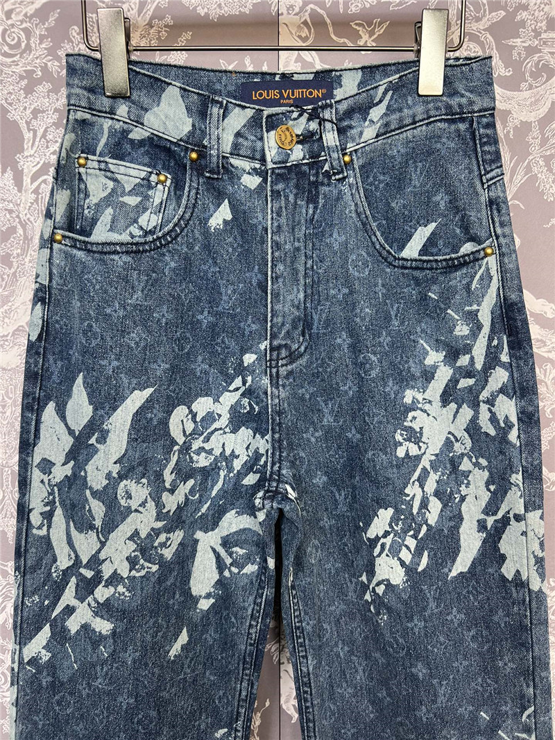l0vis Vvtt0n lv lettering floral straight jeans replica clothing
