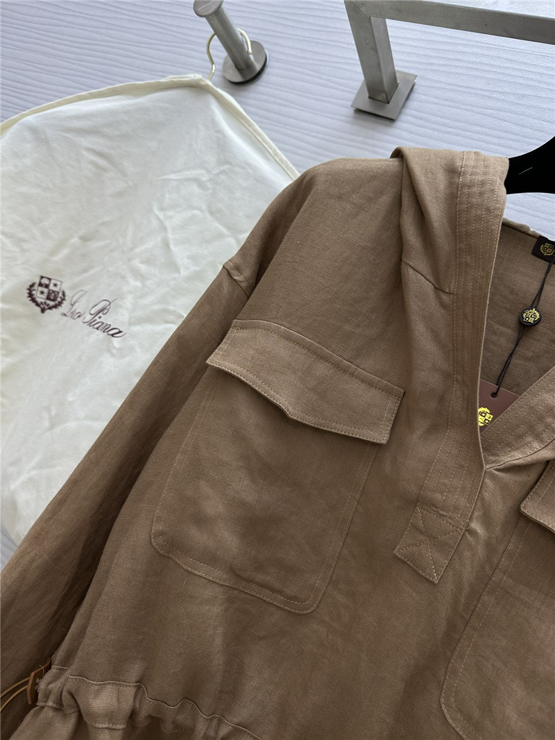 L0r0 P1ana hooded cotton and linen sweater dress replica clothes