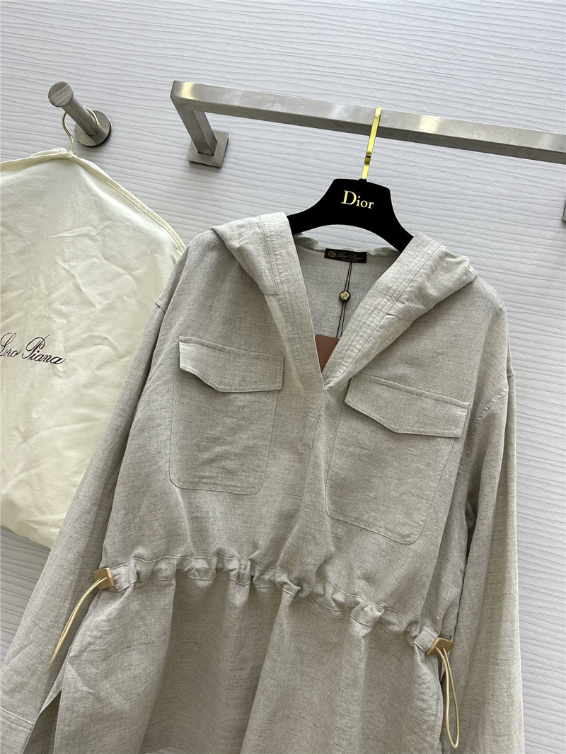 L0r0 P1ana hooded cotton and linen sweater dress replica clothes