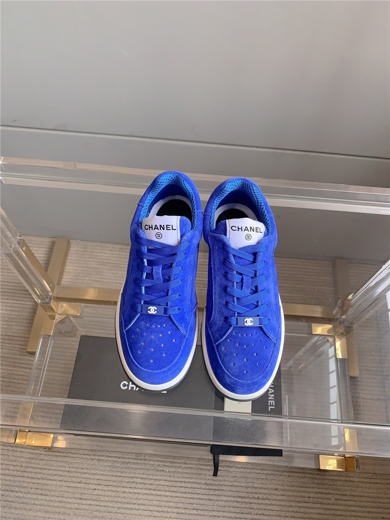 Ch**el blue suede lace-up sneakers