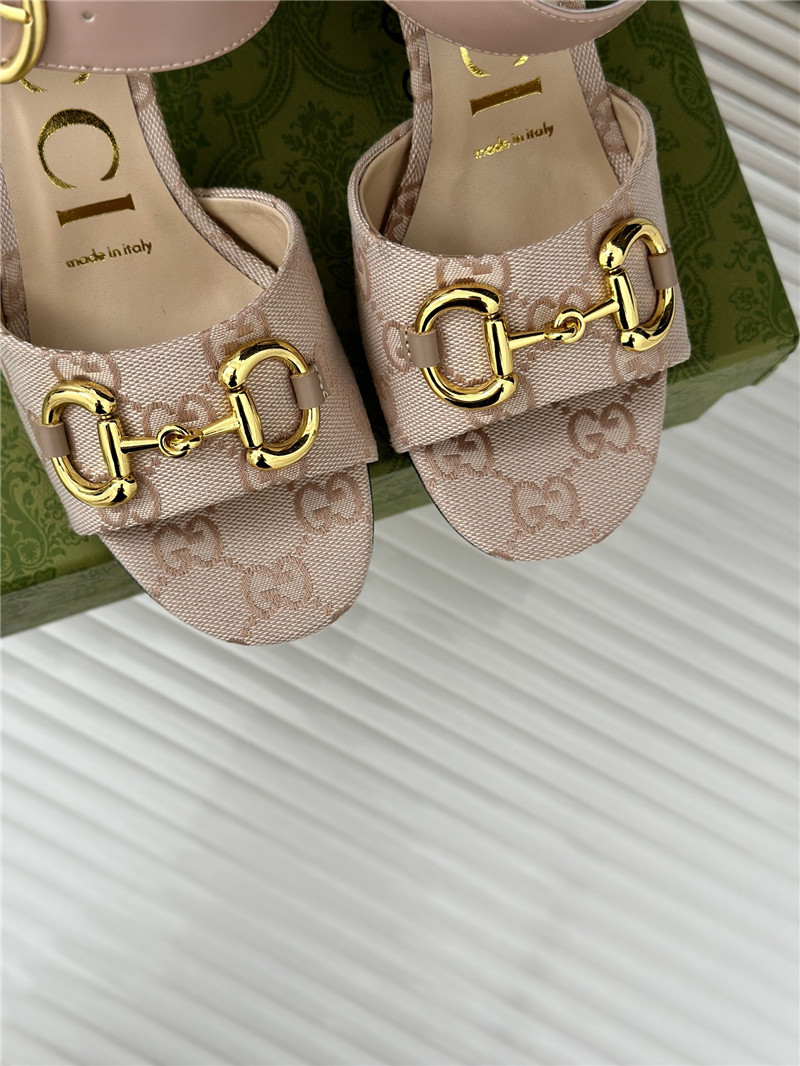 Gvc*1 horsebit sandal in neutral and nude gg canvas