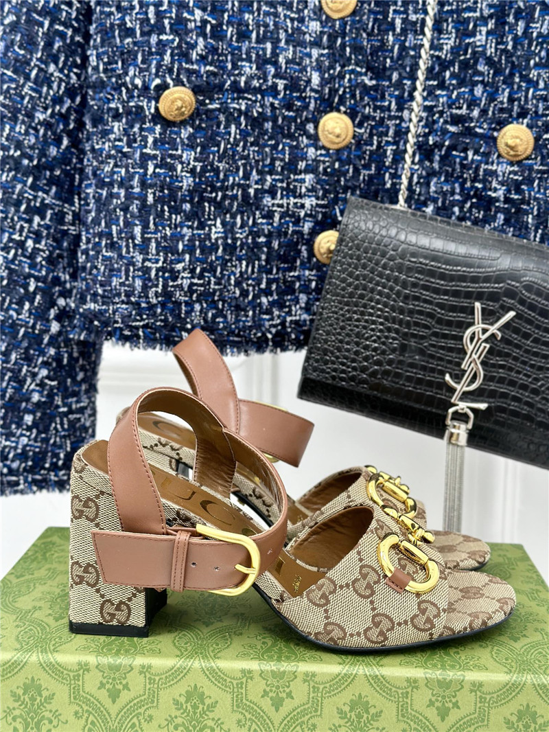 Gvc*1 horsebit sandal in beige and ebony gg canvas