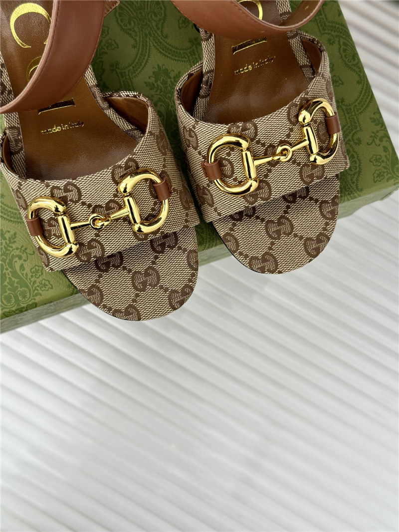 Gvc*1 horsebit sandal in beige and ebony gg canvas