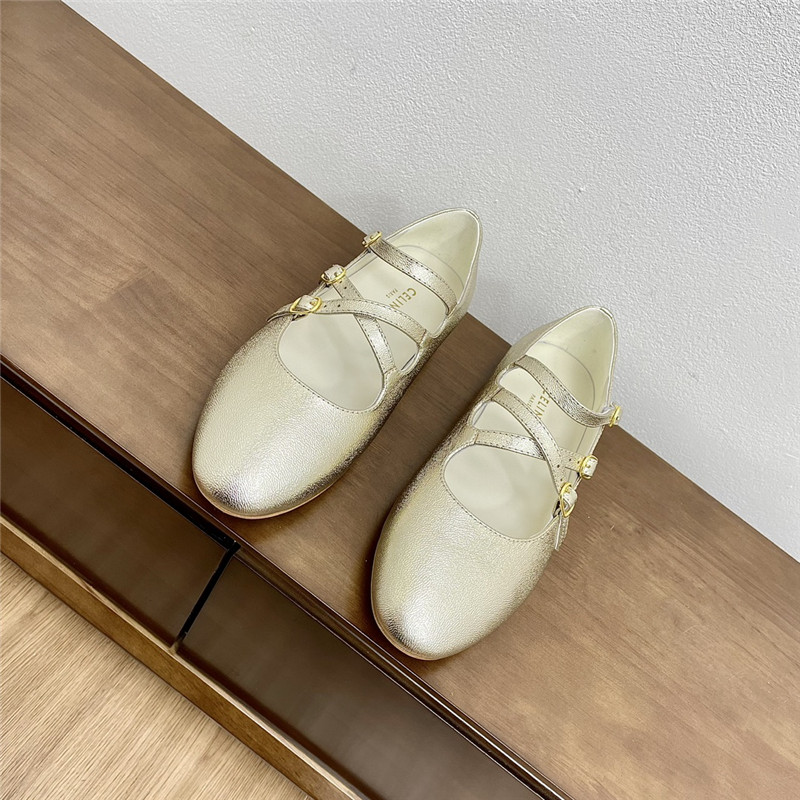 Ce1i*e criss-cross ballerinas in silver smooth leather