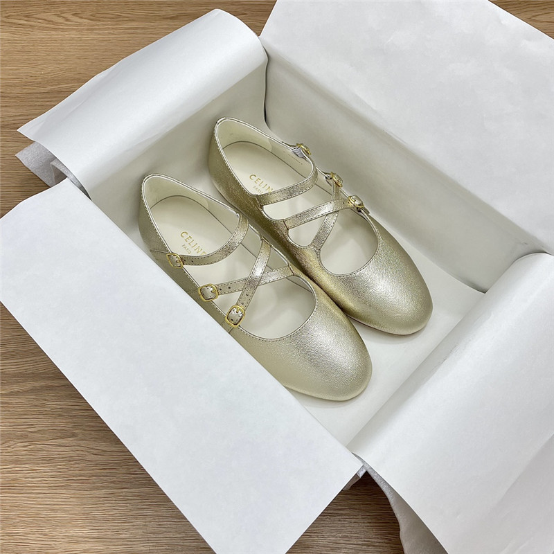 Ce1i*e criss-cross ballerinas in silver smooth leather