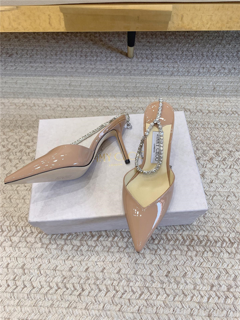 J1m*y Ch00 saeda sandal 100 nude patent with crystal
