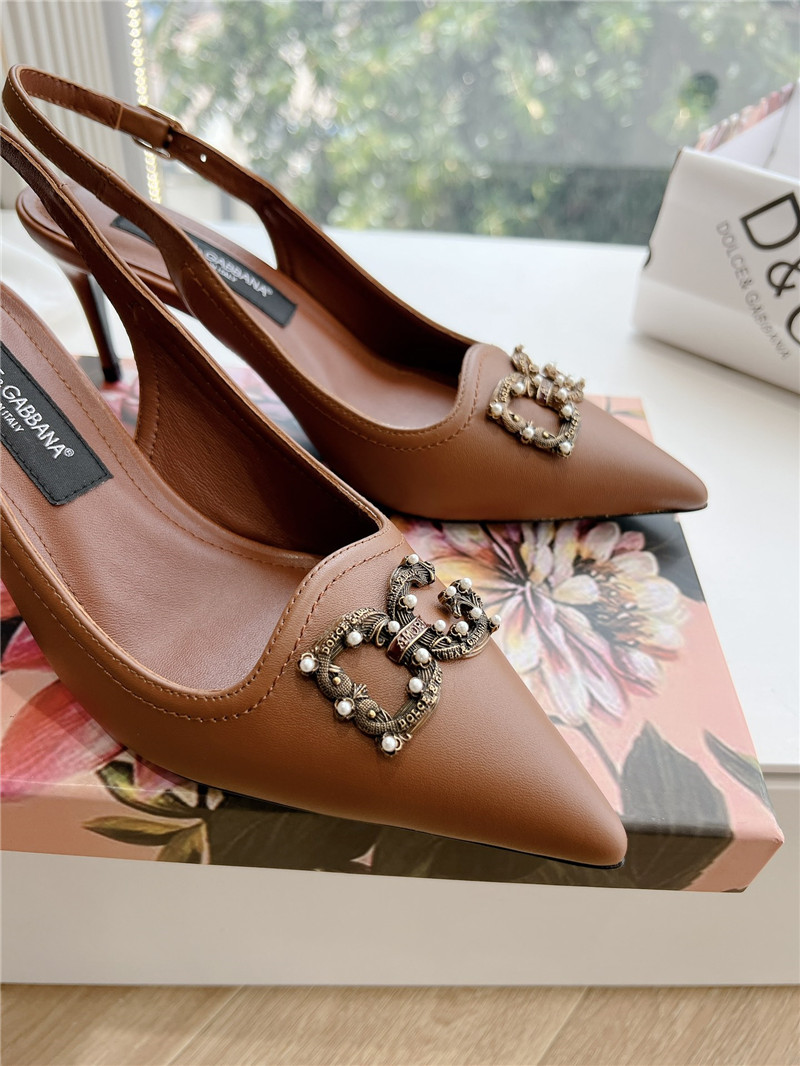 Dolce&Gabbana Brown Calfskin Slingbacks 60mm