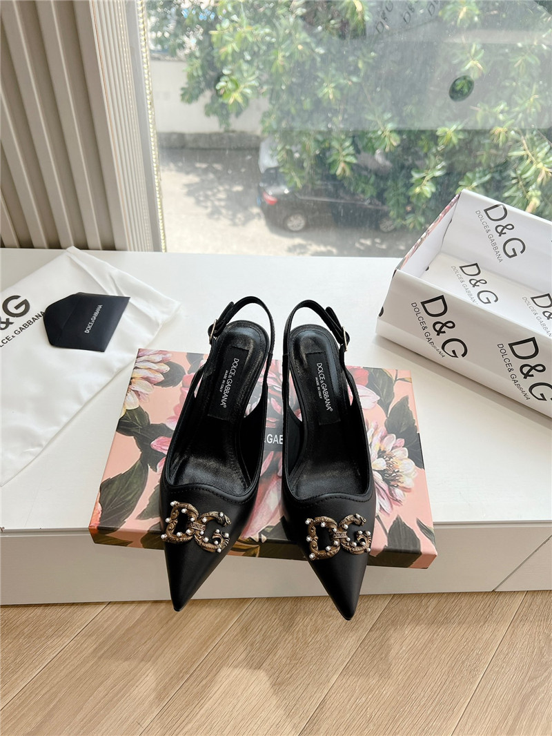 Dolce&Gabbana Black Calfskin Slingbacks 60mm