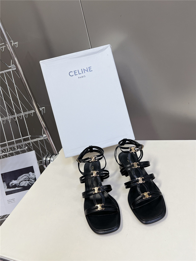 Ce1i*e clemence multi triomphe sandals in black lambskin