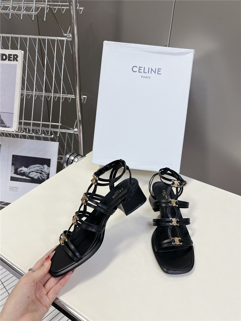 Ce1i*e clemence multi triomphe sandals in black lambskin