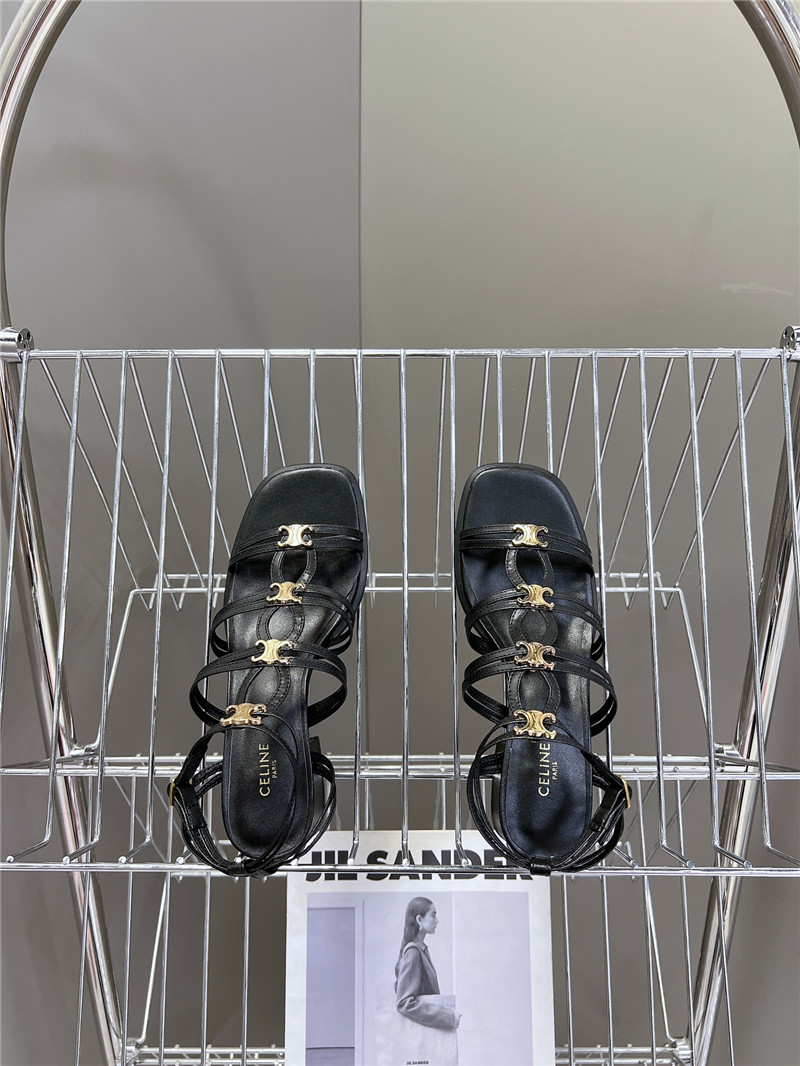 Ce1i*e clemence multi triomphe sandals in black lambskin