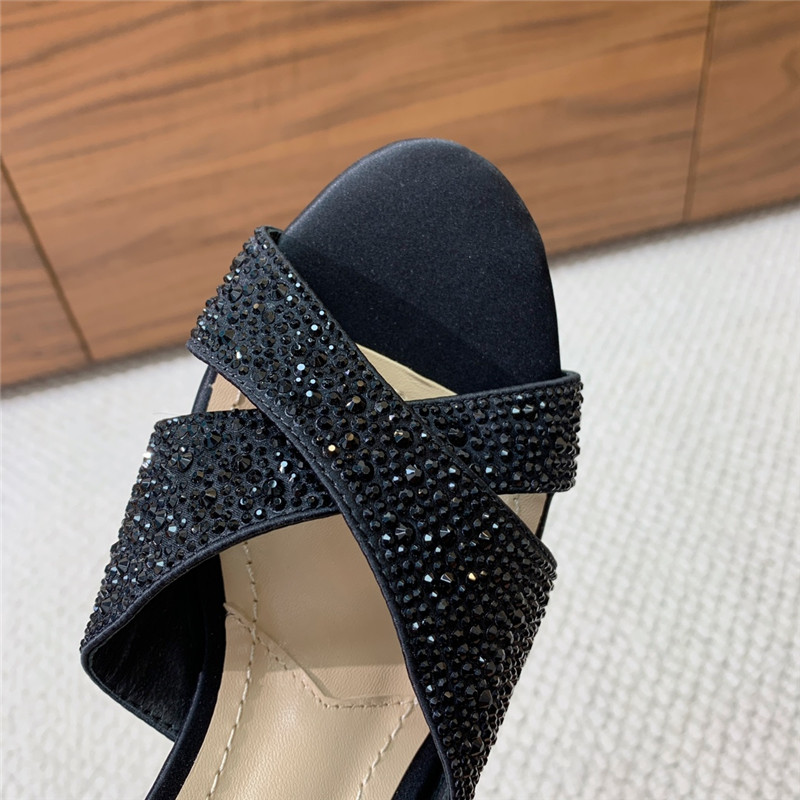 D10r tribales heeled slides black suede with strass