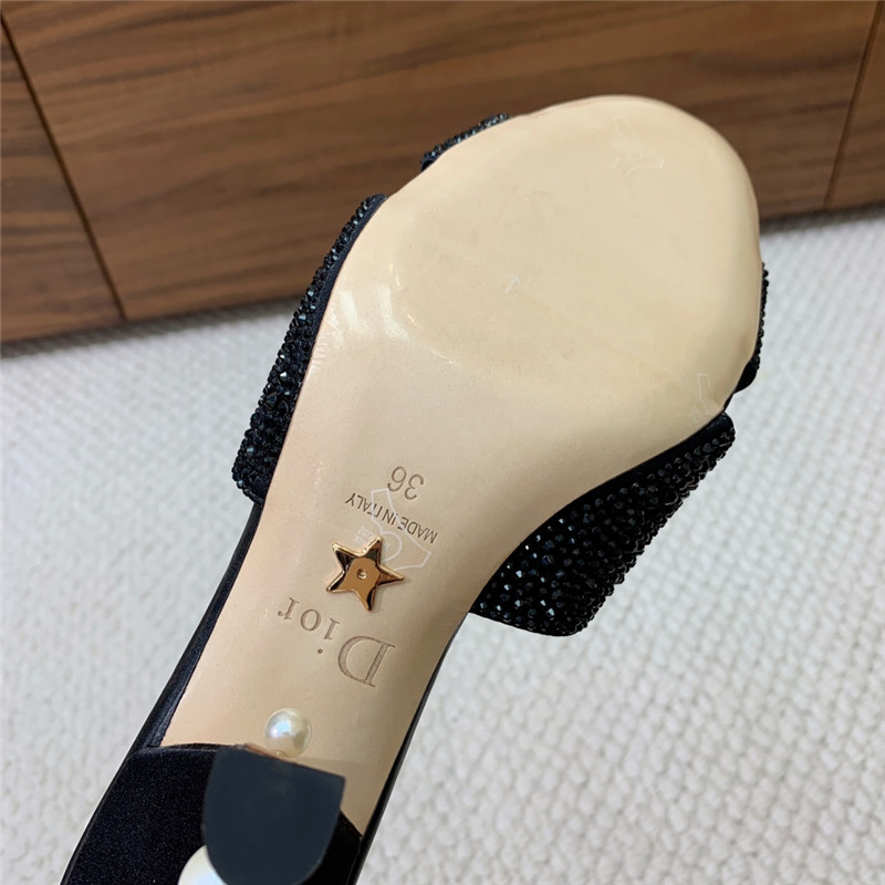 D10r tribales heeled slides black suede with strass