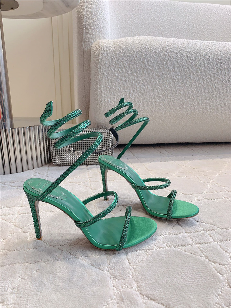 Rene Caovilla Jeweled Cleo Green Sandal 105