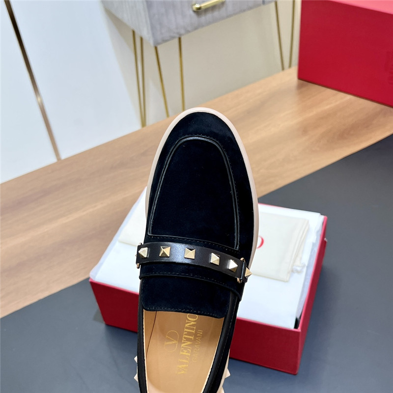 Va1e*ntin0 leisure flows split leather loafer black
