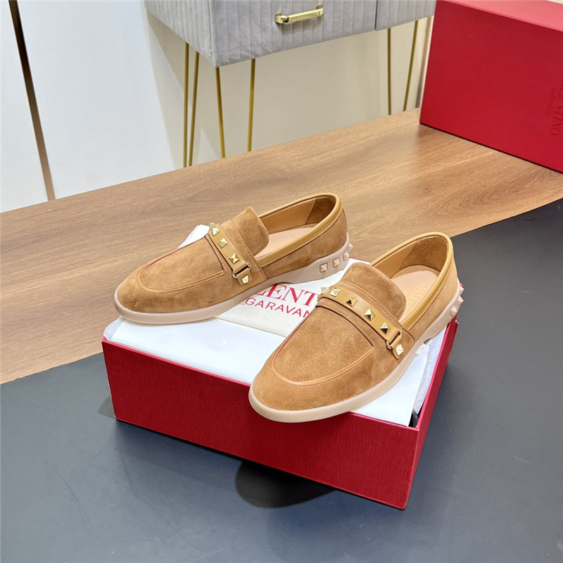 Va1e*ntin0 leisure flows split leather loafer light camel