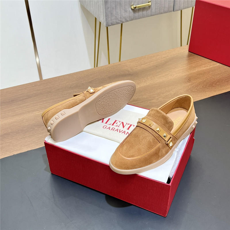 Va1e*ntin0 leisure flows split leather loafer light camel