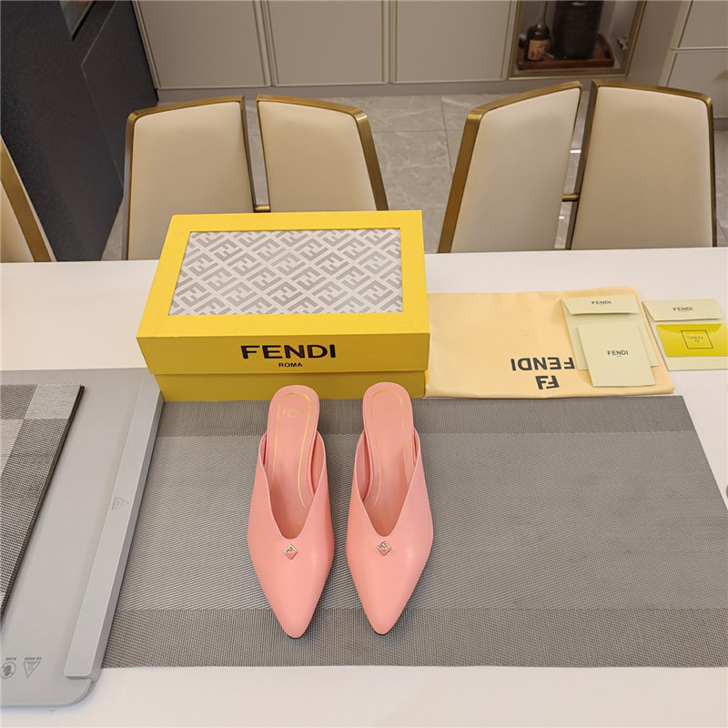 F**di ffold low-heeled mule pumps pink leather